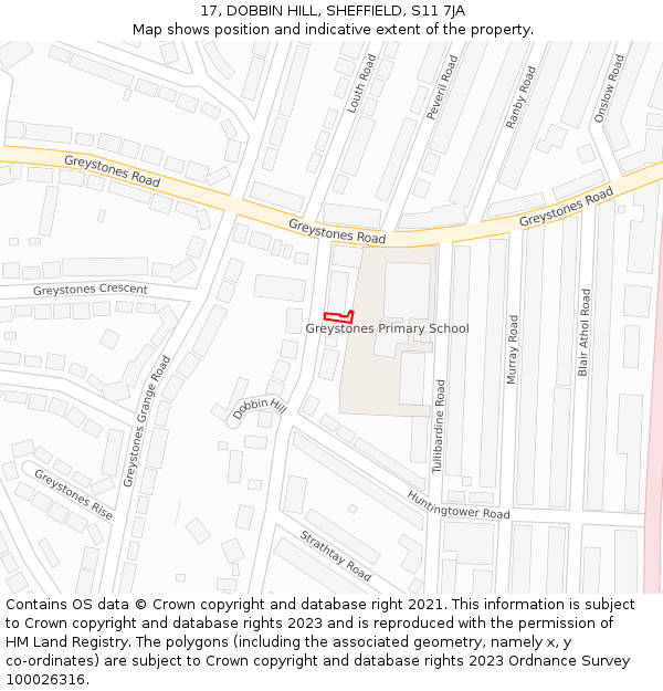 17, DOBBIN HILL, SHEFFIELD, S11 7JA: Location map and indicative extent of plot