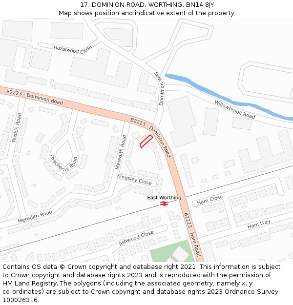 17, DOMINION ROAD, WORTHING, BN14 8JY: Location map and indicative extent of plot