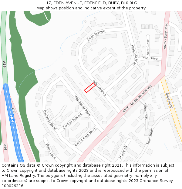 17, EDEN AVENUE, EDENFIELD, BURY, BL0 0LG: Location map and indicative extent of plot