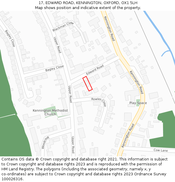 17, EDWARD ROAD, KENNINGTON, OXFORD, OX1 5LH: Location map and indicative extent of plot