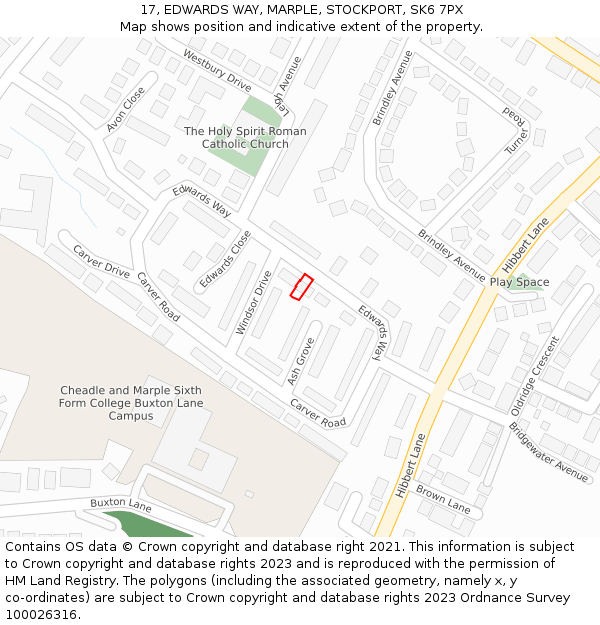 17, EDWARDS WAY, MARPLE, STOCKPORT, SK6 7PX: Location map and indicative extent of plot