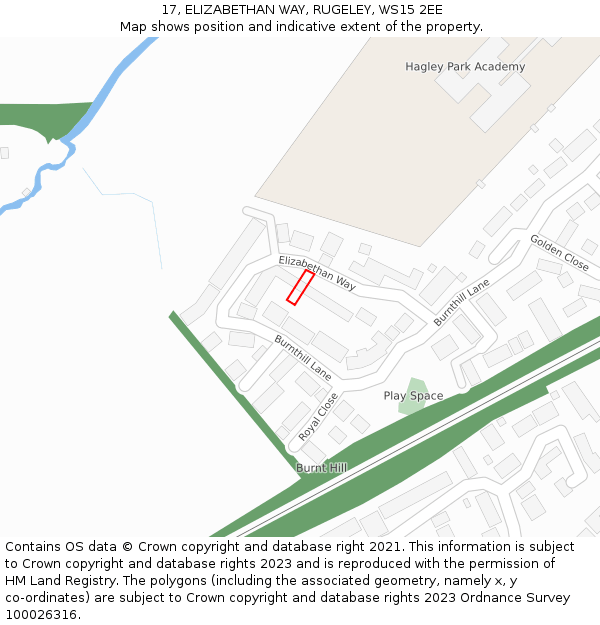 17, ELIZABETHAN WAY, RUGELEY, WS15 2EE: Location map and indicative extent of plot