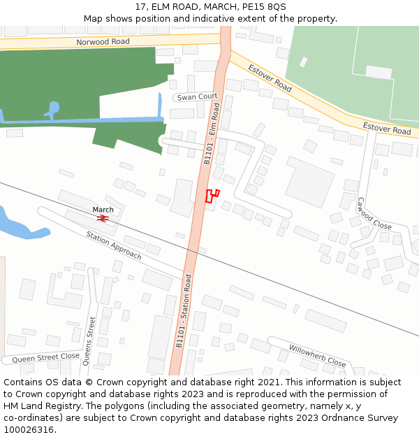 17, ELM ROAD, MARCH, PE15 8QS: Location map and indicative extent of plot