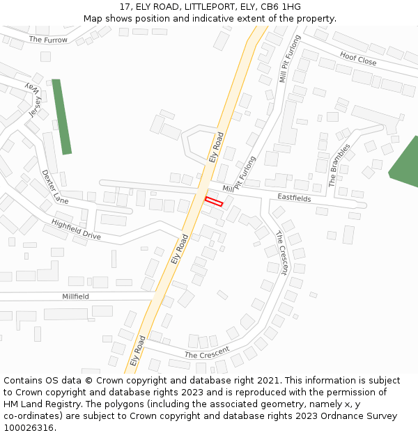 17, ELY ROAD, LITTLEPORT, ELY, CB6 1HG: Location map and indicative extent of plot