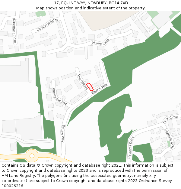 17, EQUINE WAY, NEWBURY, RG14 7XB: Location map and indicative extent of plot