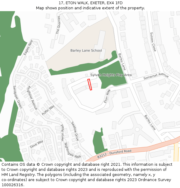 17, ETON WALK, EXETER, EX4 1FD: Location map and indicative extent of plot