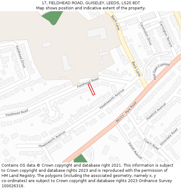 17, FIELDHEAD ROAD, GUISELEY, LEEDS, LS20 8DT: Location map and indicative extent of plot