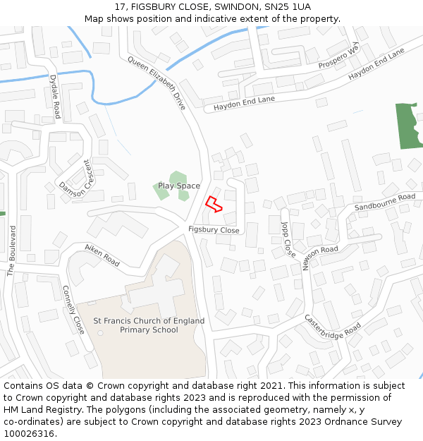 17, FIGSBURY CLOSE, SWINDON, SN25 1UA: Location map and indicative extent of plot