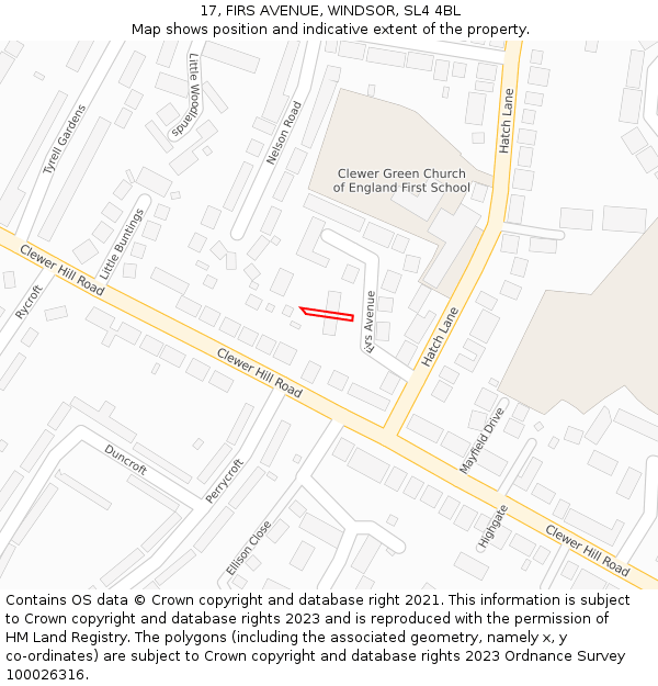 17, FIRS AVENUE, WINDSOR, SL4 4BL: Location map and indicative extent of plot