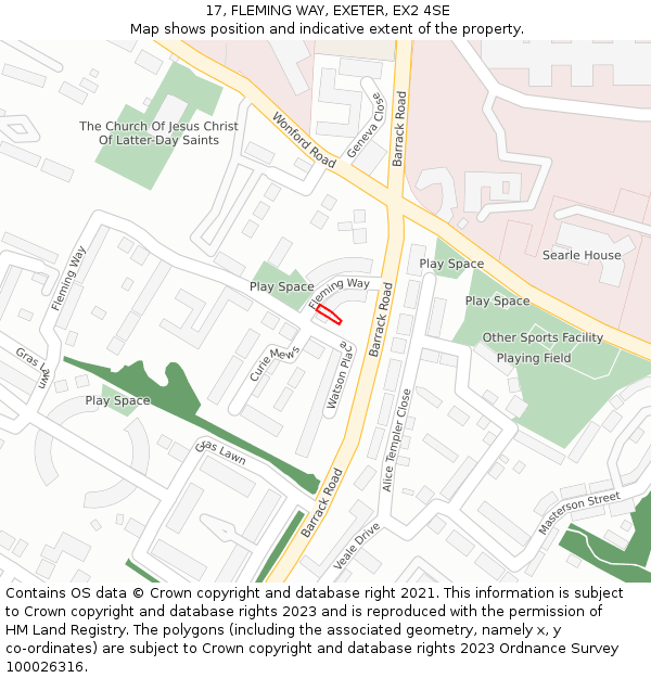 17, FLEMING WAY, EXETER, EX2 4SE: Location map and indicative extent of plot