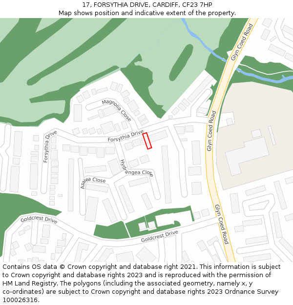 17, FORSYTHIA DRIVE, CARDIFF, CF23 7HP: Location map and indicative extent of plot