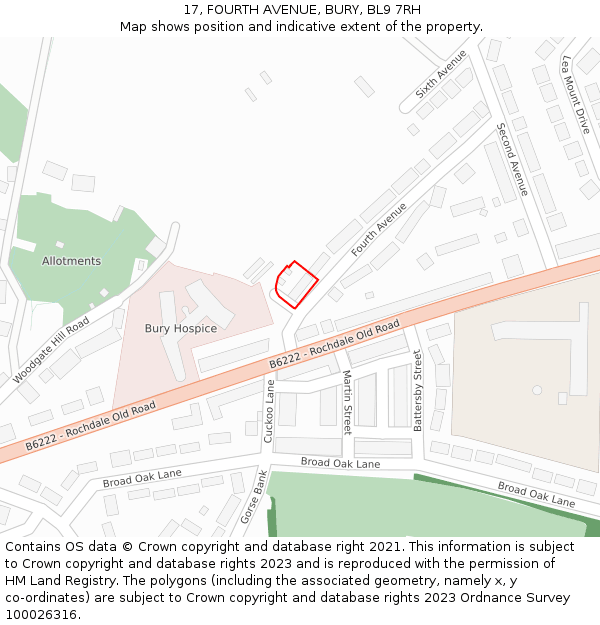 17, FOURTH AVENUE, BURY, BL9 7RH: Location map and indicative extent of plot
