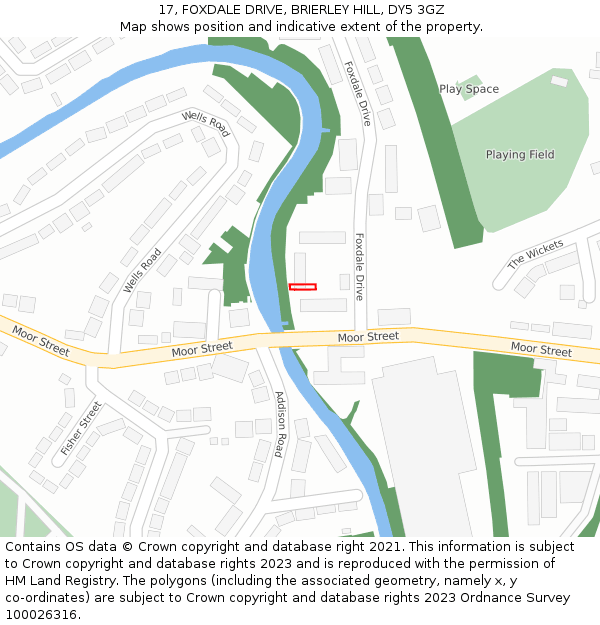 17, FOXDALE DRIVE, BRIERLEY HILL, DY5 3GZ: Location map and indicative extent of plot