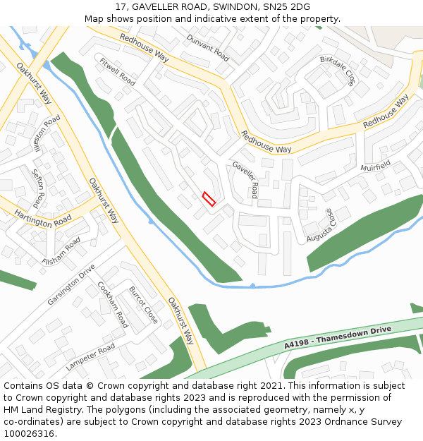17, GAVELLER ROAD, SWINDON, SN25 2DG: Location map and indicative extent of plot