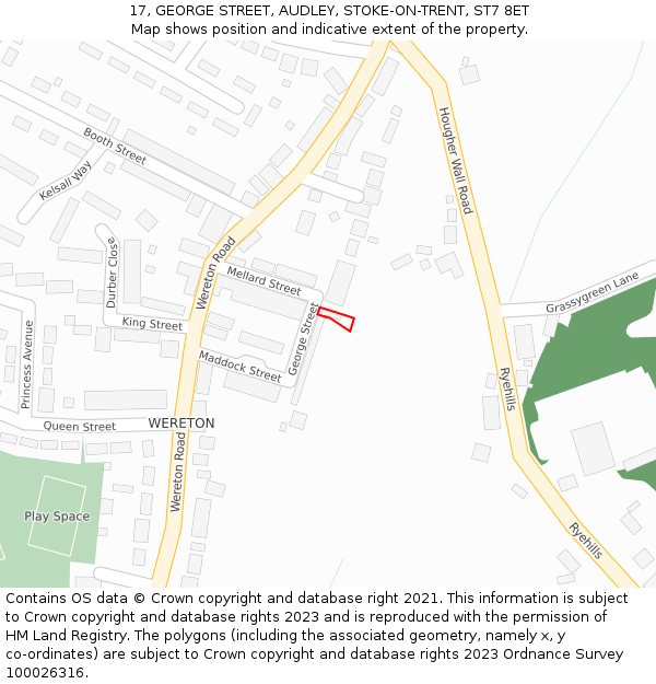 17, GEORGE STREET, AUDLEY, STOKE-ON-TRENT, ST7 8ET: Location map and indicative extent of plot