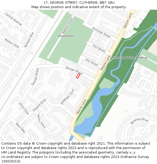 17, GEORGE STREET, CLITHEROE, BB7 1BU: Location map and indicative extent of plot