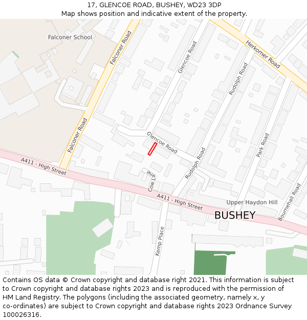 17, GLENCOE ROAD, BUSHEY, WD23 3DP: Location map and indicative extent of plot
