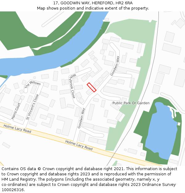 17, GOODWIN WAY, HEREFORD, HR2 6RA: Location map and indicative extent of plot