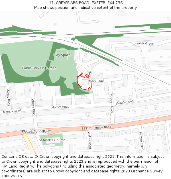 17, GREYFRIARS ROAD, EXETER, EX4 7BS: Location map and indicative extent of plot