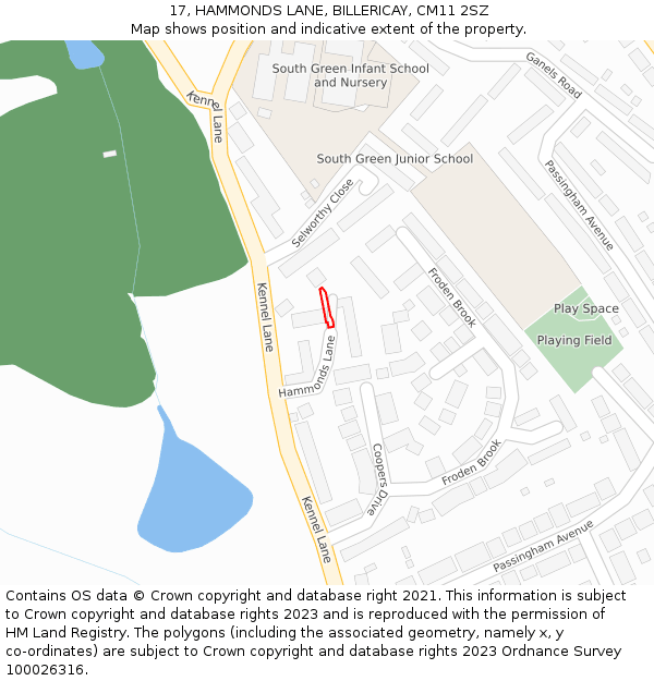 17, HAMMONDS LANE, BILLERICAY, CM11 2SZ: Location map and indicative extent of plot
