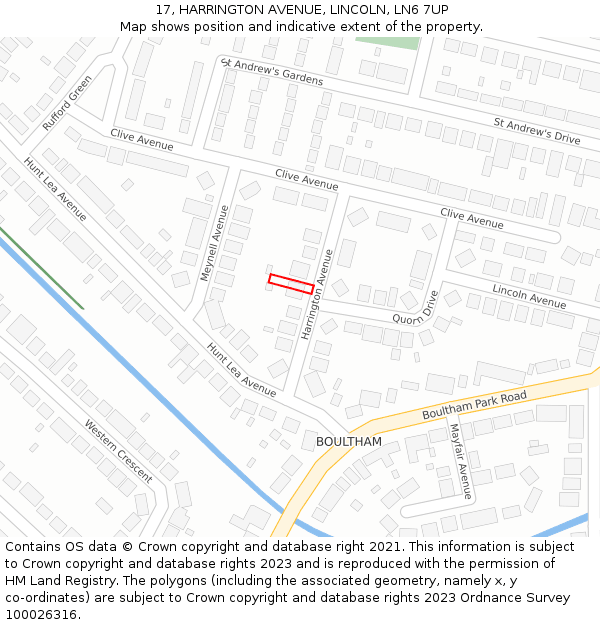 17, HARRINGTON AVENUE, LINCOLN, LN6 7UP: Location map and indicative extent of plot