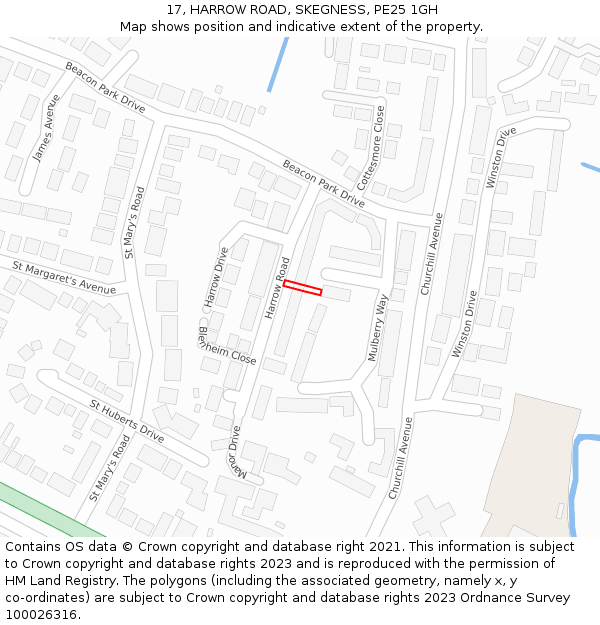17, HARROW ROAD, SKEGNESS, PE25 1GH: Location map and indicative extent of plot