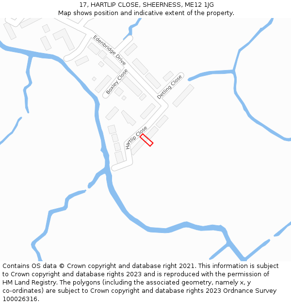 17, HARTLIP CLOSE, SHEERNESS, ME12 1JG: Location map and indicative extent of plot