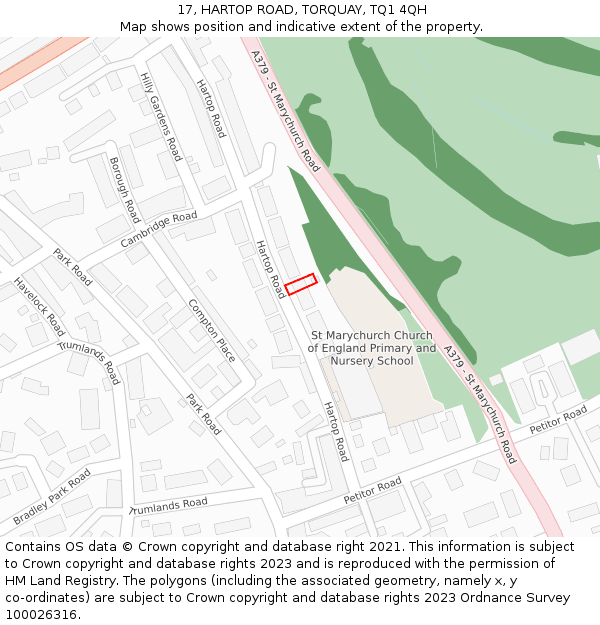 17, HARTOP ROAD, TORQUAY, TQ1 4QH: Location map and indicative extent of plot