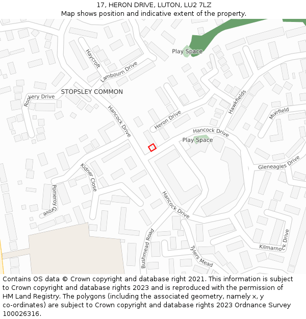 17, HERON DRIVE, LUTON, LU2 7LZ: Location map and indicative extent of plot