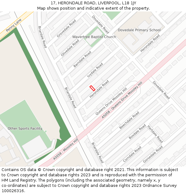 17, HERONDALE ROAD, LIVERPOOL, L18 1JY: Location map and indicative extent of plot