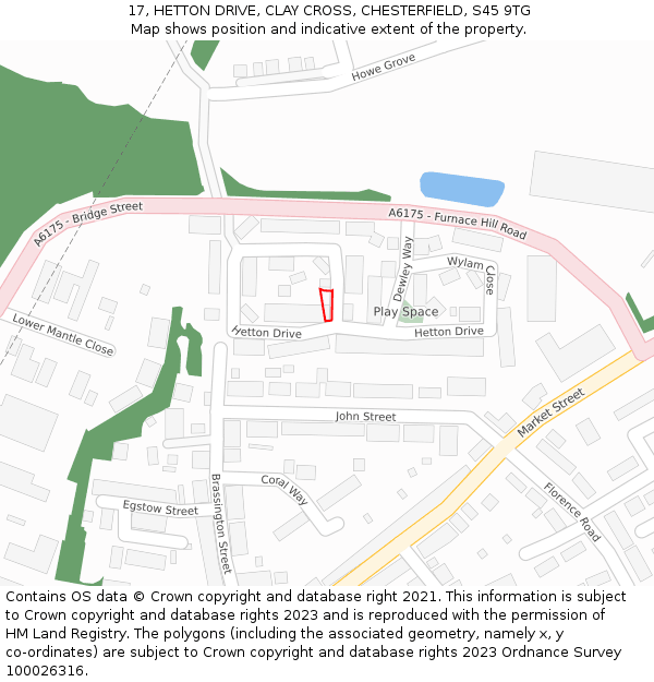 17, HETTON DRIVE, CLAY CROSS, CHESTERFIELD, S45 9TG: Location map and indicative extent of plot