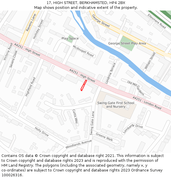17, HIGH STREET, BERKHAMSTED, HP4 2BX: Location map and indicative extent of plot