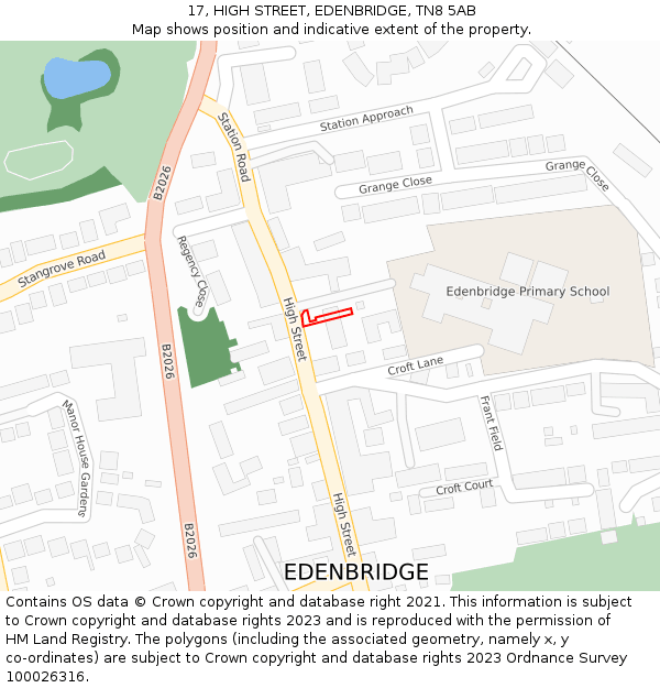 17, HIGH STREET, EDENBRIDGE, TN8 5AB: Location map and indicative extent of plot