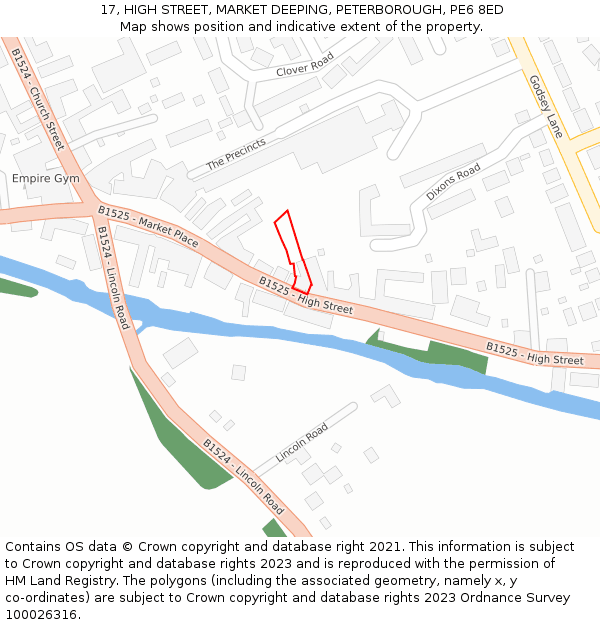 17, HIGH STREET, MARKET DEEPING, PETERBOROUGH, PE6 8ED: Location map and indicative extent of plot
