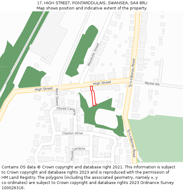 17, HIGH STREET, PONTARDDULAIS, SWANSEA, SA4 8RU: Location map and indicative extent of plot