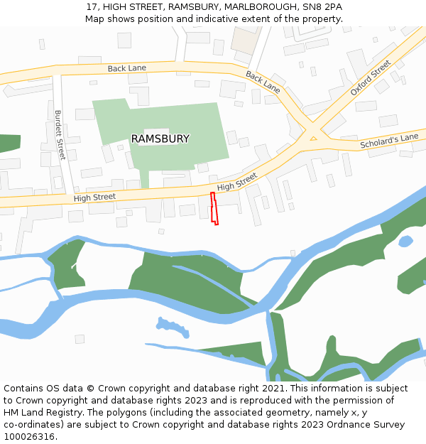 17, HIGH STREET, RAMSBURY, MARLBOROUGH, SN8 2PA: Location map and indicative extent of plot