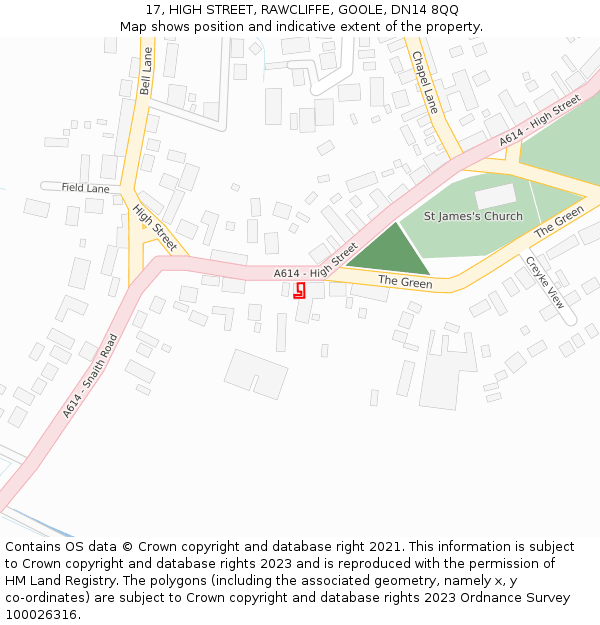 17, HIGH STREET, RAWCLIFFE, GOOLE, DN14 8QQ: Location map and indicative extent of plot