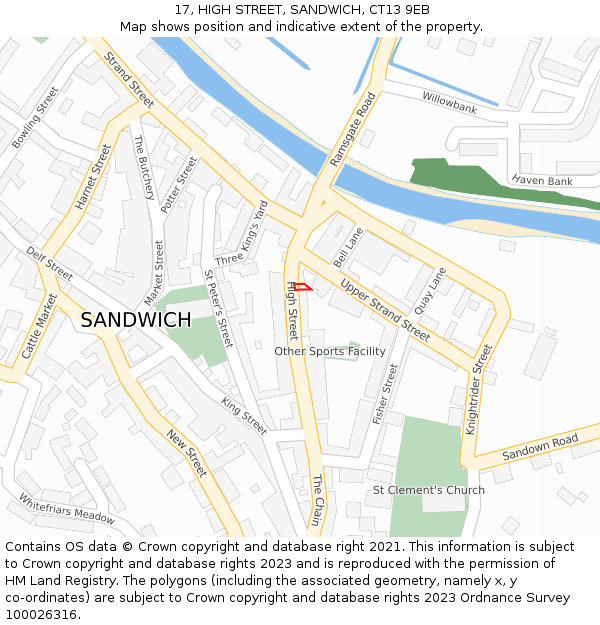 17, HIGH STREET, SANDWICH, CT13 9EB: Location map and indicative extent of plot