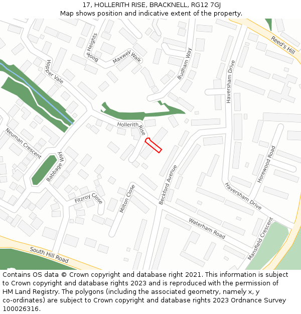17, HOLLERITH RISE, BRACKNELL, RG12 7GJ: Location map and indicative extent of plot