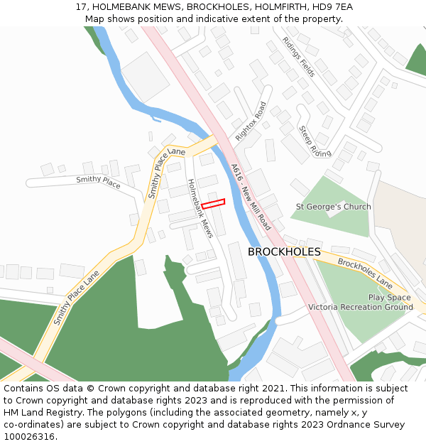 17, HOLMEBANK MEWS, BROCKHOLES, HOLMFIRTH, HD9 7EA: Location map and indicative extent of plot