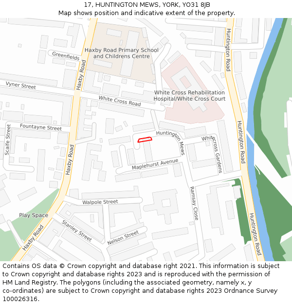 17, HUNTINGTON MEWS, YORK, YO31 8JB: Location map and indicative extent of plot