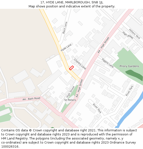 17, HYDE LANE, MARLBOROUGH, SN8 1JL: Location map and indicative extent of plot