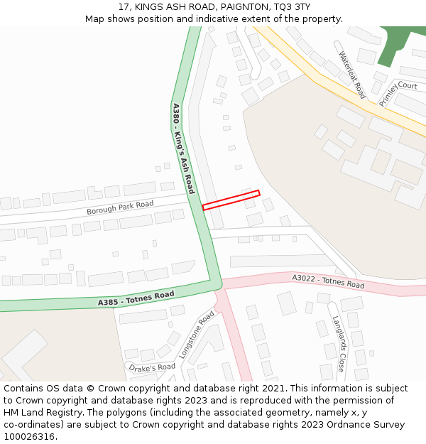 17, KINGS ASH ROAD, PAIGNTON, TQ3 3TY: Location map and indicative extent of plot