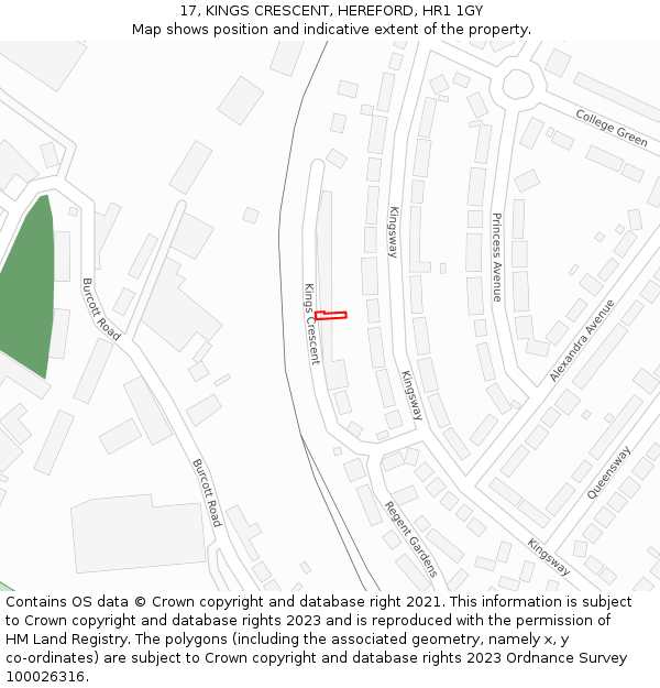17, KINGS CRESCENT, HEREFORD, HR1 1GY: Location map and indicative extent of plot