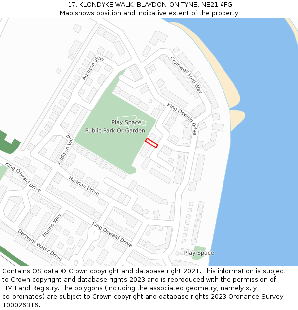 17, KLONDYKE WALK, BLAYDON-ON-TYNE, NE21 4FG: Location map and indicative extent of plot