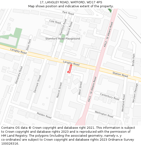 17, LANGLEY ROAD, WATFORD, WD17 4PS: Location map and indicative extent of plot