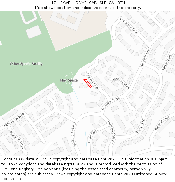 17, LEYWELL DRIVE, CARLISLE, CA1 3TN: Location map and indicative extent of plot
