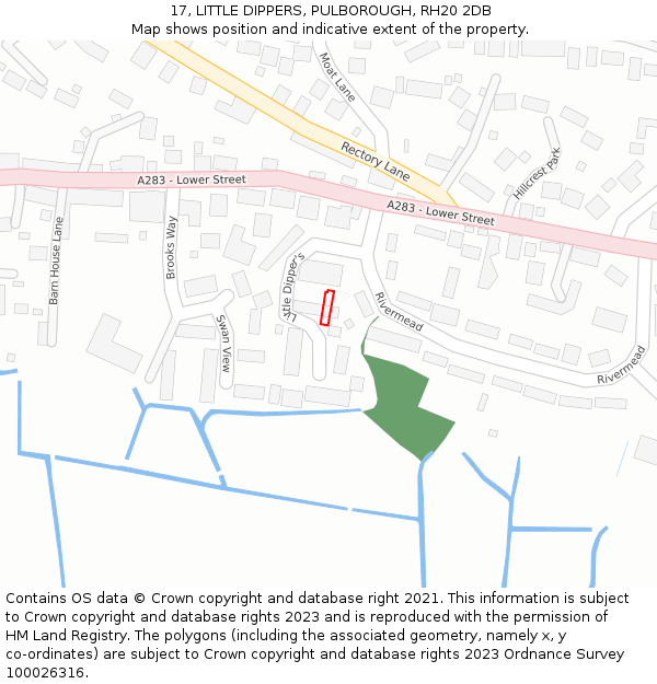 17, LITTLE DIPPERS, PULBOROUGH, RH20 2DB: Location map and indicative extent of plot