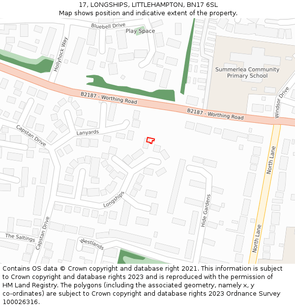 17, LONGSHIPS, LITTLEHAMPTON, BN17 6SL: Location map and indicative extent of plot