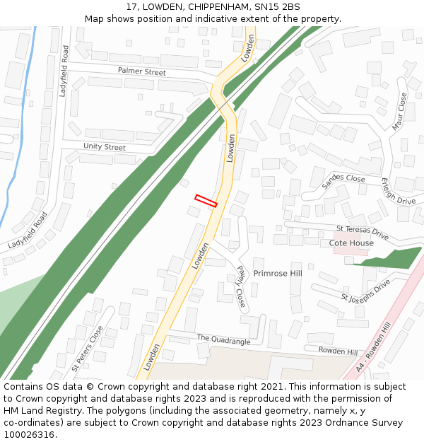 17, LOWDEN, CHIPPENHAM, SN15 2BS: Location map and indicative extent of plot